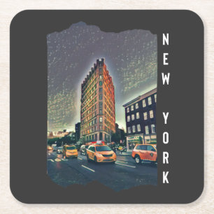 New York City Esthetic Photo Art  Square Paper Coaster