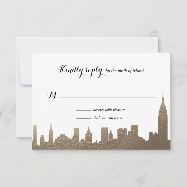 New York City Faux Gold Rsvp Card (Front)