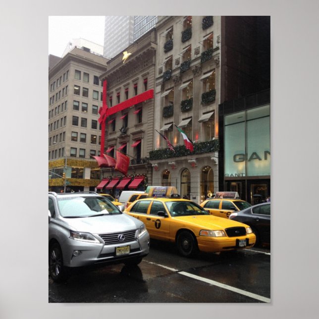New York City Fifth Avenue Taxi Photography NYC Poster (Front)