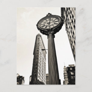 New York City - Flatiron Building and Clock Postcard