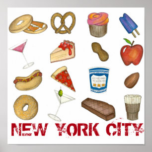 New York City Foodie NYC Foods Tourist Food Print