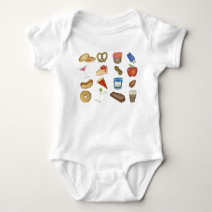 New York City Foodie NYC Foods Tourist Food Print Baby Bodysuit