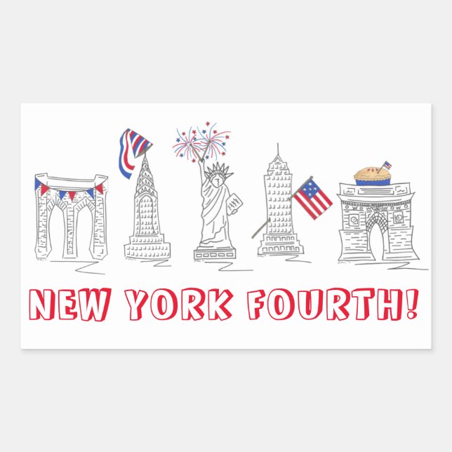 New York City Fourth NYC July 4th Patriotic USA Rectangular Sticker (Front)