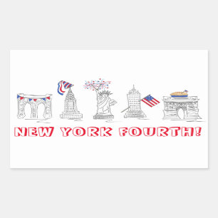 New York City Fourth NYC July 4th Patriotic USA Rectangular Sticker