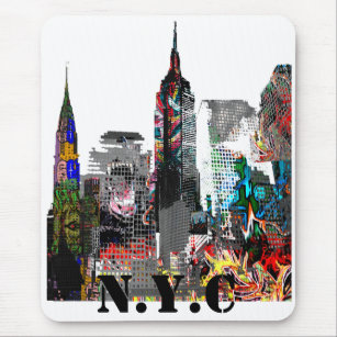 New York City graffiti skyline Mouse Mat