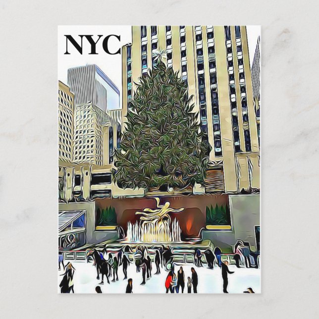 New York City Grand Central Christmas Tree Holiday Postcard (Front)