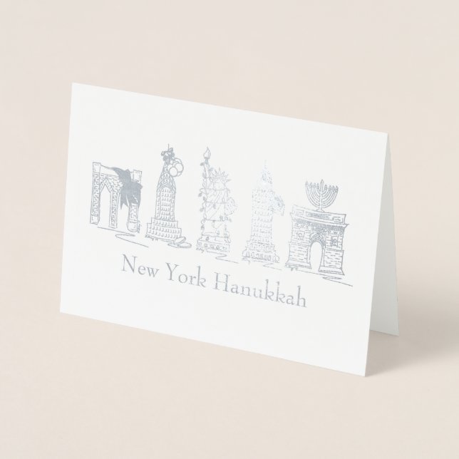 New York City Hanukkah NYC Jewish Holiday Chanukah Foil Card (Front)