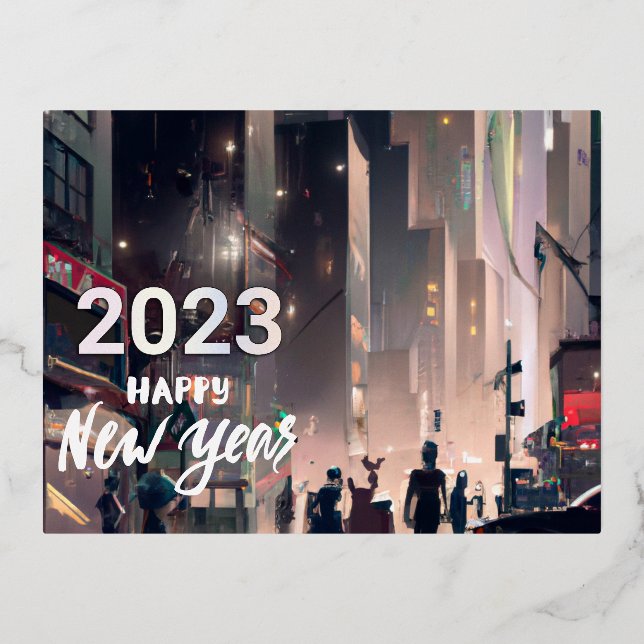 NEW YORK CITY - HAPPY NEW YEAR 2023 FOIL HOLIDAY POSTCARD (Front)