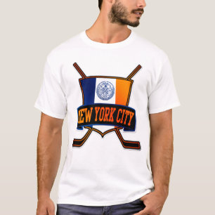 New York City Hockey Flag, With Back Print T-Shirt
