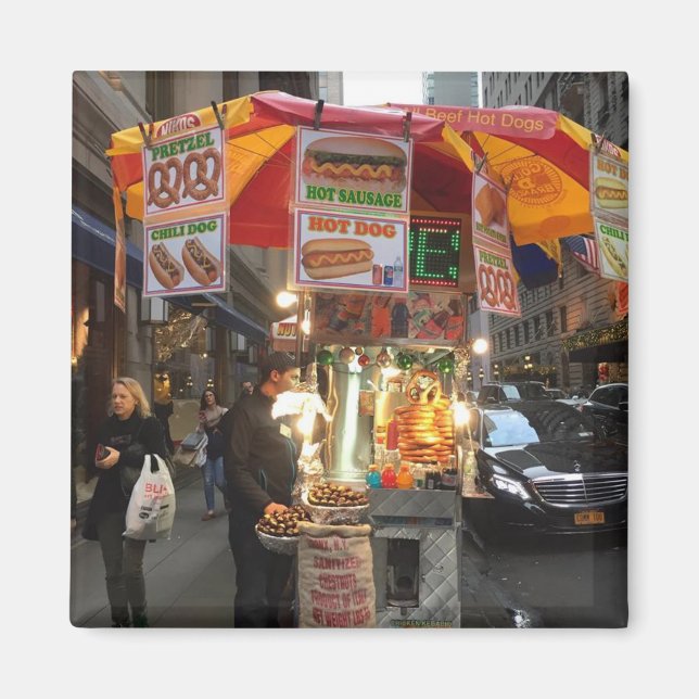 New York City Hot Dog Stand Photo Magnet (Front)