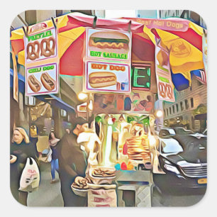 New York City Hot Dog Stand Photo Sticker