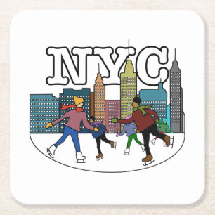 New York City Ice Skating Square Paper Coaster