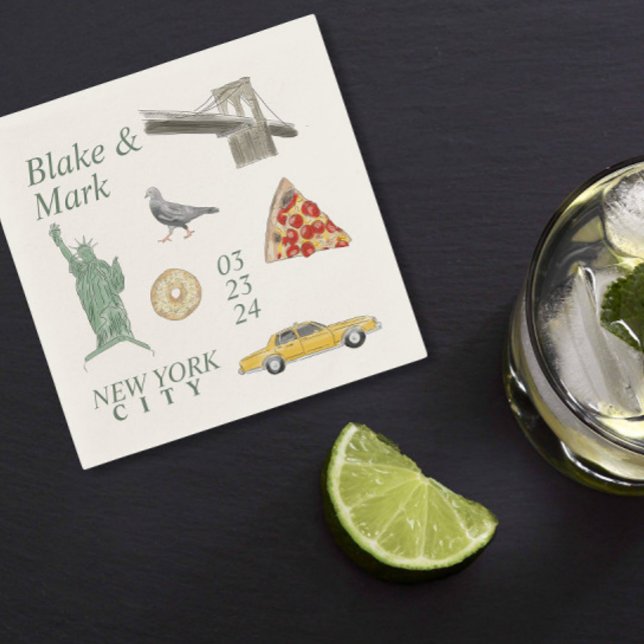 New York City Icons Wedding Cocktail Napkins (Creator Uploaded)