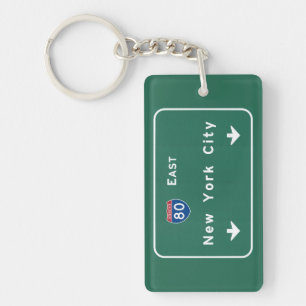New York City Interstate Highway Freeway Road Sign Key Ring