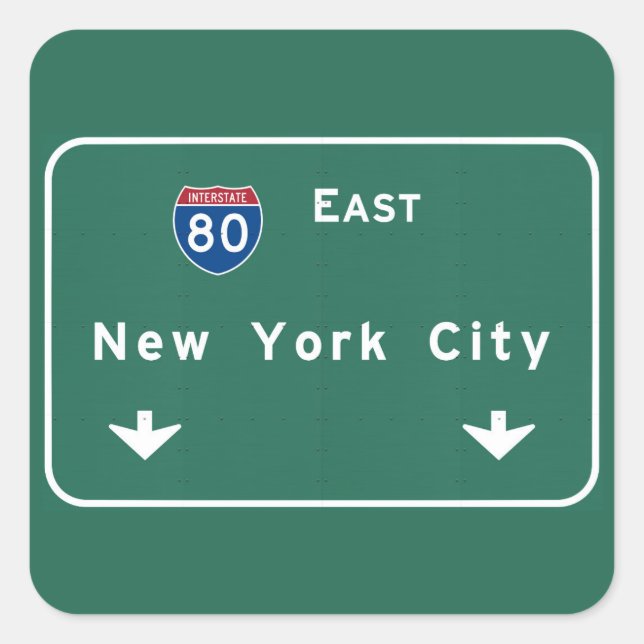 New York City Interstate Highway Freeway Road Sign Square Sticker (Front)
