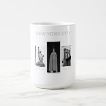 New York City Landmarks Black White Urban Illustra