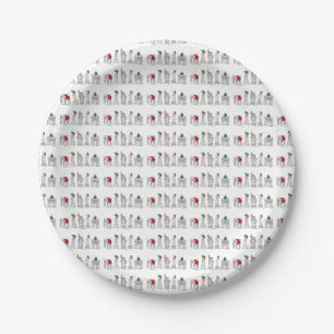 New York City Landmarks NYC Xmas Christmas Holiday Paper Plate