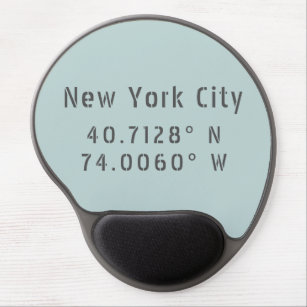 New  York City Latitude & Longitude Gel Mouse Mat