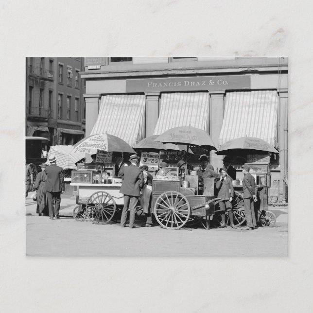 New York City Lunch Carts, 1906 Postcard (Front)