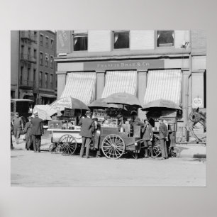 New York City Lunch Carts, 1906. Vintage Photo Poster