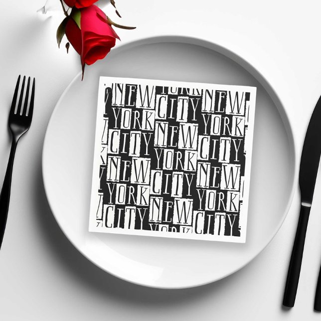 New York City Manhattan Black and White Deco Chic Napkin (Creator Uploaded)
