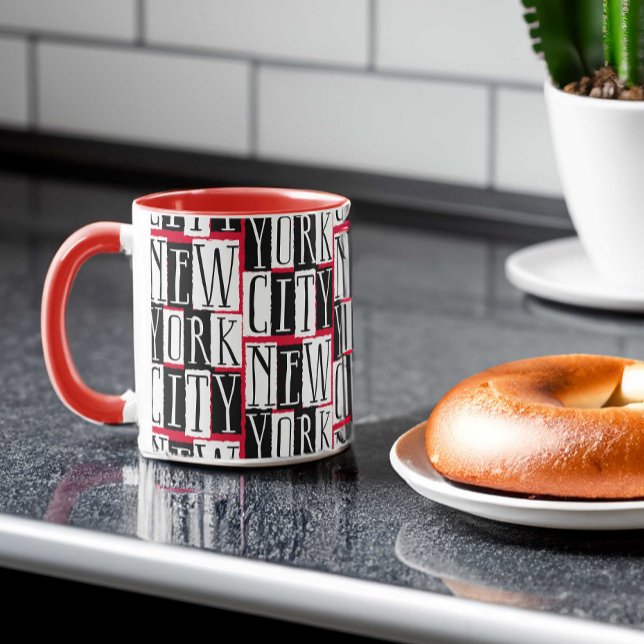 New York City Manhattan Black, Red, White Deco Mug (Creator Uploaded)