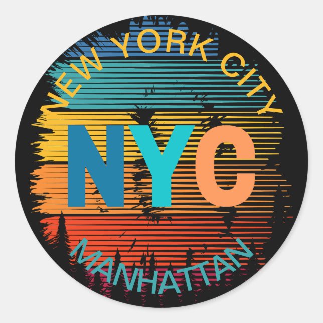 New York City Manhattan Classic Round Sticker (Front)