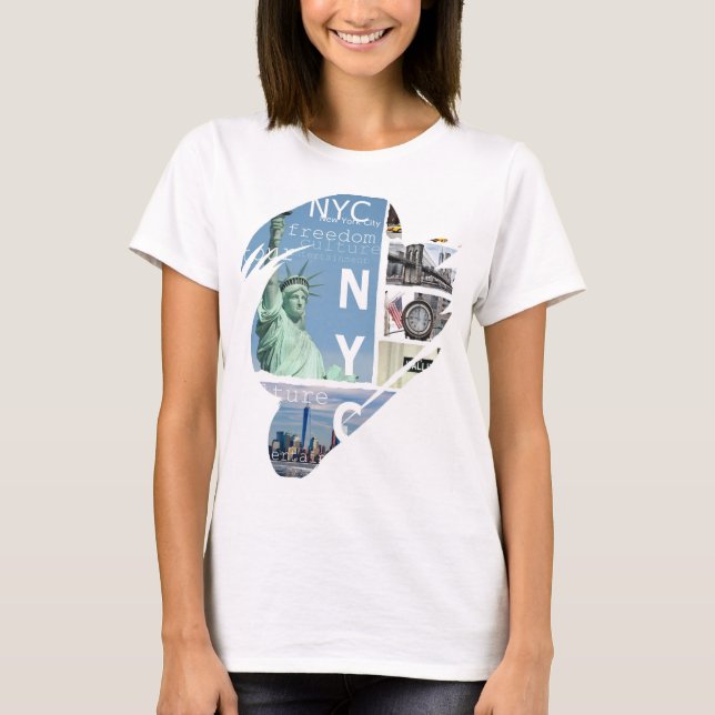 New York City Manhattan Nyc Liberty Statue Modern T-Shirt (Front)