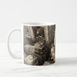 New York City Manhattan skyline aerial view black Coffee Mug