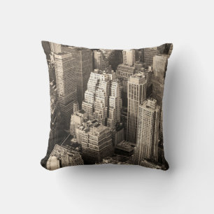 New York City Manhattan skyline aerial view black Cushion