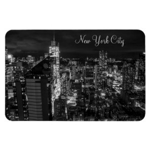 New York City Manhattan Skyline at Night Magnet