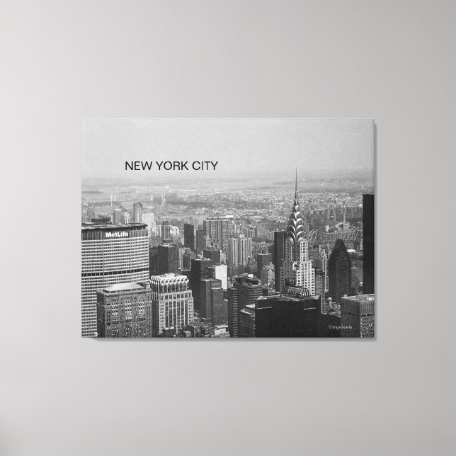 New York City, Manhattan Skyline B/W Photography Canvas Print (Front)