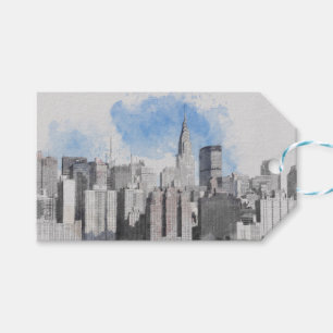 New York City Manhattan Skyline Gift Tags