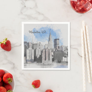 New York City Manhattan Skyline Napkin