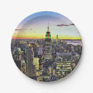 New York City Manhattan Skyline Paper Plate