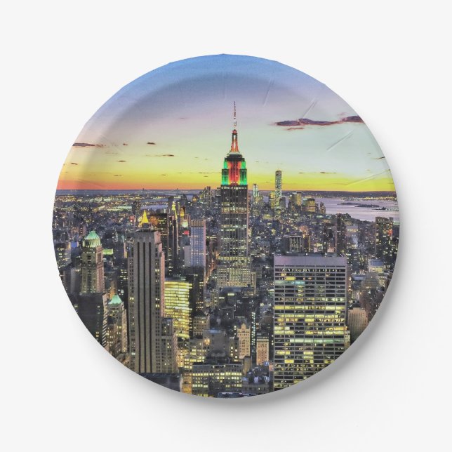 New York City Manhattan Skyline Paper Plate (Front)