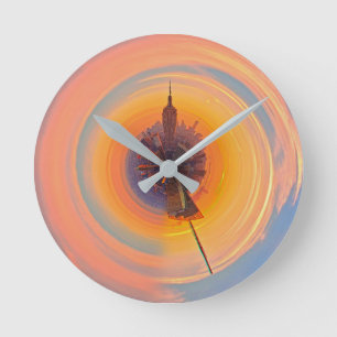 new york city Manhattan Skyline Round Clock