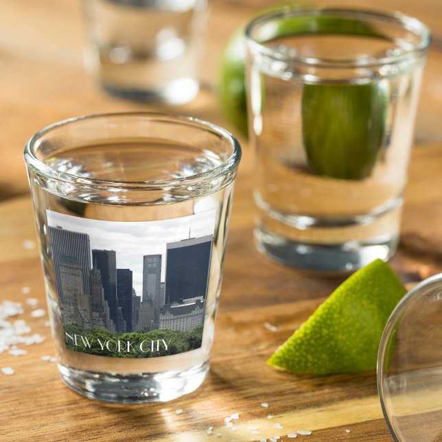 New York City Manhattan Skyline Shot Glass (In Situ)