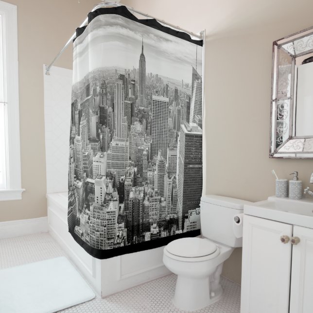New York City Manhattan Skyline Shower Curtain (In Situ)