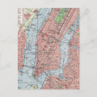 New York city, Manhattan, vintage map,  postcard