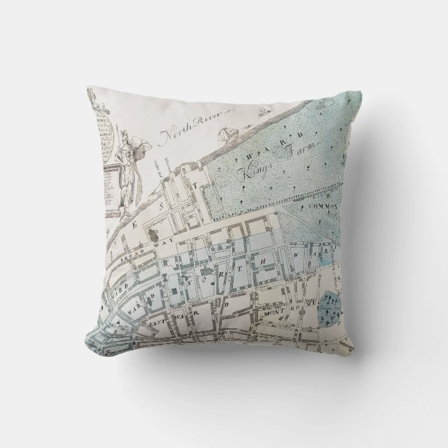 New York City Map, 1728 Cushion (Front)