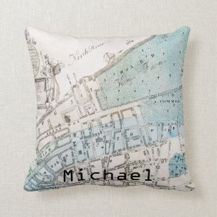 New York City Map, 1728 Cushion
