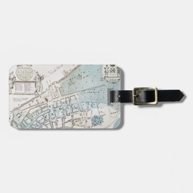 New York City Map, 1728 Luggage Tag (Front Horizontal)