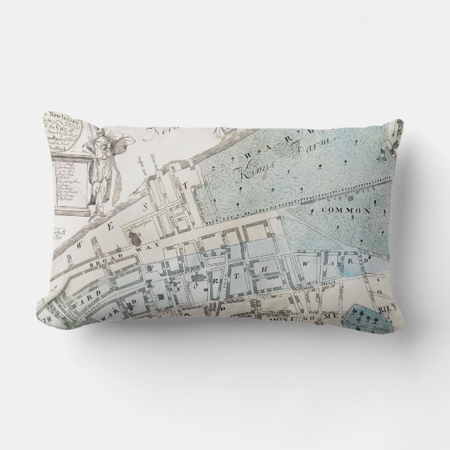 New York City Map, 1728 Lumbar Cushion (Front)