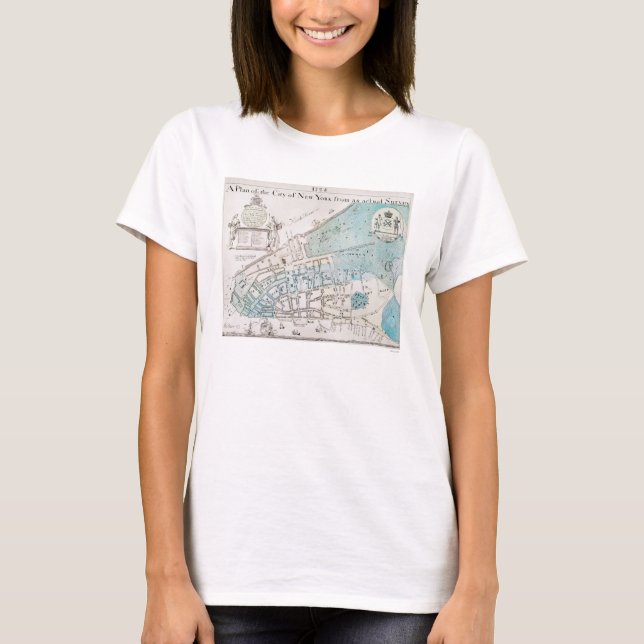 New York City Map, 1728 T-Shirt (Front)