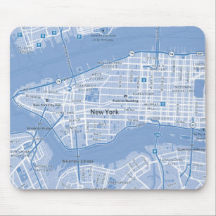 New York City Map (Blue) Mouse Mat
