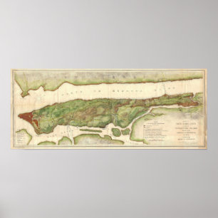 New York City Map During Revolutionary Map 1878 Poster