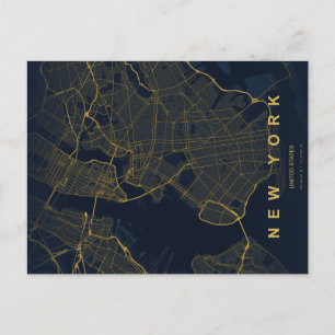 New York City Map Minimal Postcard