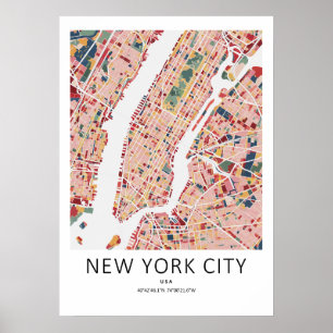 New York City Map Poster Modern NYC Wall Art