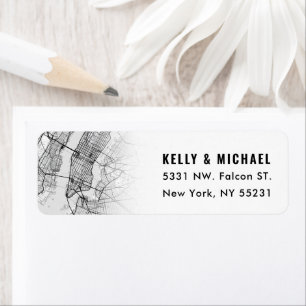 New York City Map Themed   Return Label